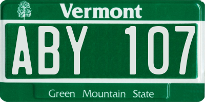 VT license plate ABY107
