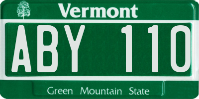 VT license plate ABY110