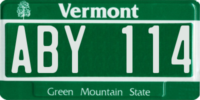 VT license plate ABY114