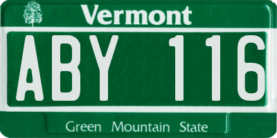 VT license plate ABY116