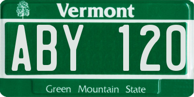 VT license plate ABY120