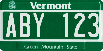 VT license plate ABY123