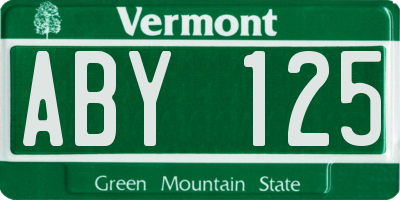 VT license plate ABY125