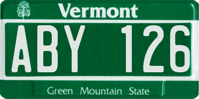 VT license plate ABY126