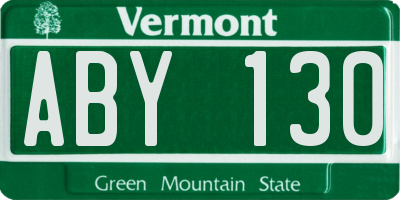 VT license plate ABY130