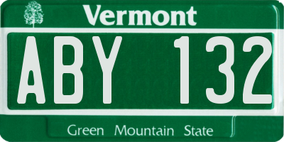 VT license plate ABY132
