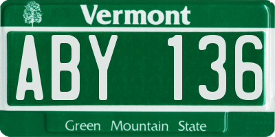 VT license plate ABY136