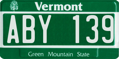 VT license plate ABY139