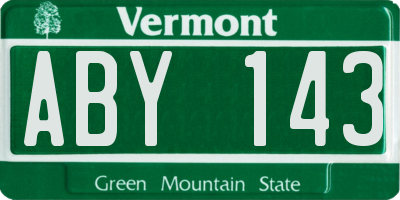 VT license plate ABY143