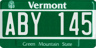 VT license plate ABY145