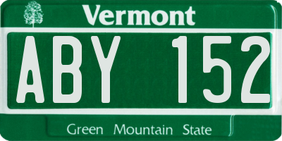 VT license plate ABY152