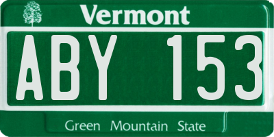 VT license plate ABY153
