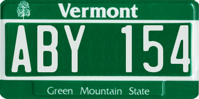 VT license plate ABY154