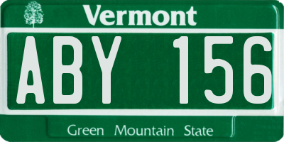 VT license plate ABY156