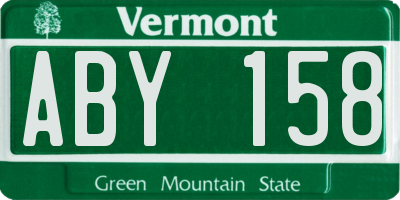 VT license plate ABY158