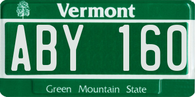 VT license plate ABY160