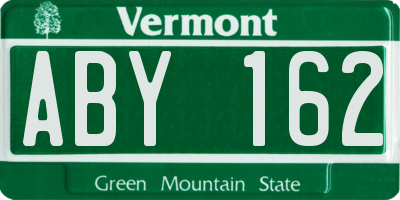 VT license plate ABY162