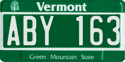 VT license plate ABY163