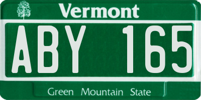 VT license plate ABY165