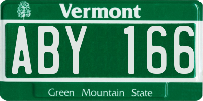 VT license plate ABY166
