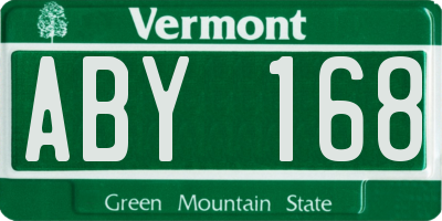 VT license plate ABY168