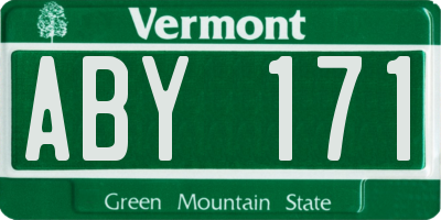 VT license plate ABY171