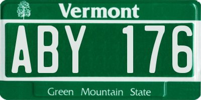 VT license plate ABY176