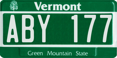 VT license plate ABY177