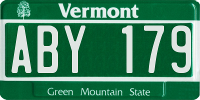 VT license plate ABY179