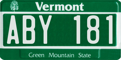 VT license plate ABY181