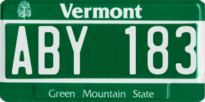 VT license plate ABY183