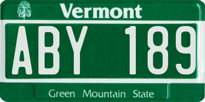 VT license plate ABY189