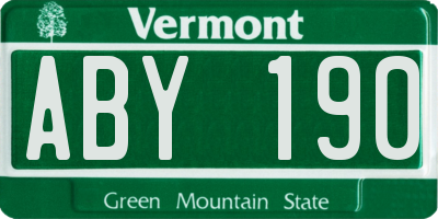 VT license plate ABY190