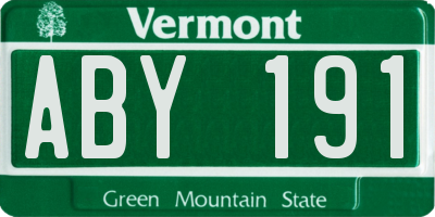VT license plate ABY191