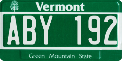 VT license plate ABY192