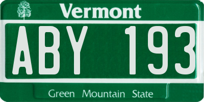 VT license plate ABY193