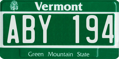 VT license plate ABY194