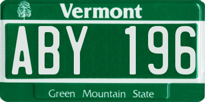 VT license plate ABY196