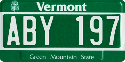 VT license plate ABY197