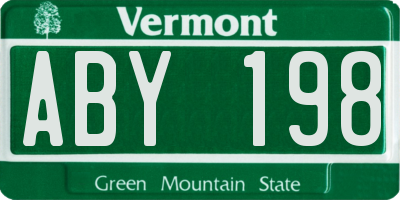 VT license plate ABY198