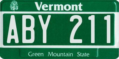 VT license plate ABY211