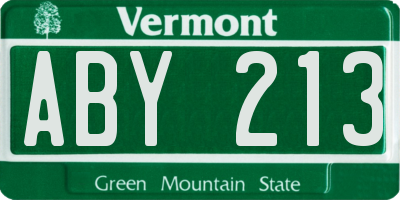 VT license plate ABY213