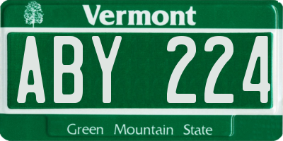 VT license plate ABY224
