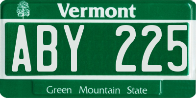 VT license plate ABY225