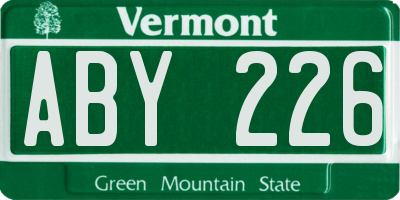 VT license plate ABY226