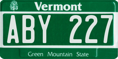 VT license plate ABY227