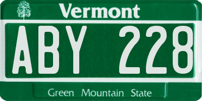 VT license plate ABY228