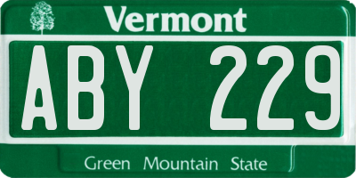 VT license plate ABY229