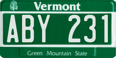 VT license plate ABY231