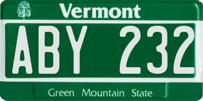 VT license plate ABY232